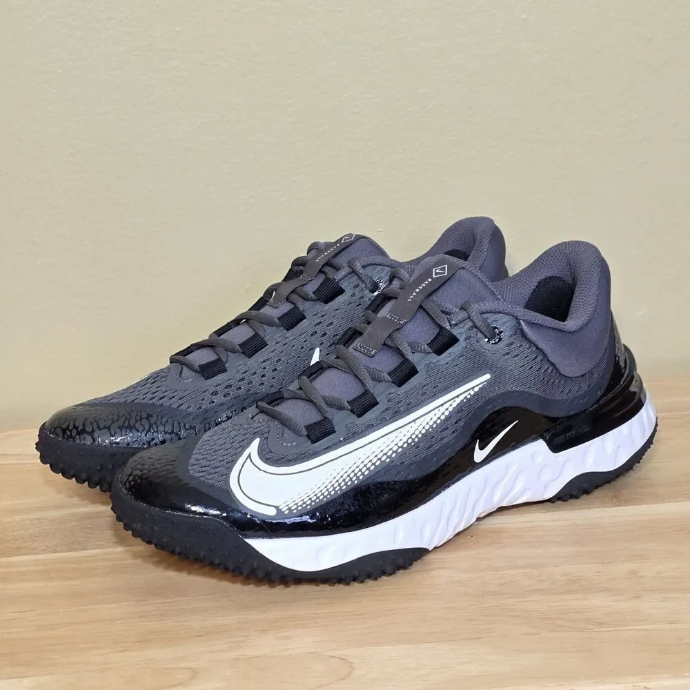 Nike Alpha Huarache Elite 4 Turf Baseball Shoes Black Grey DJ6523-011 Men's 8